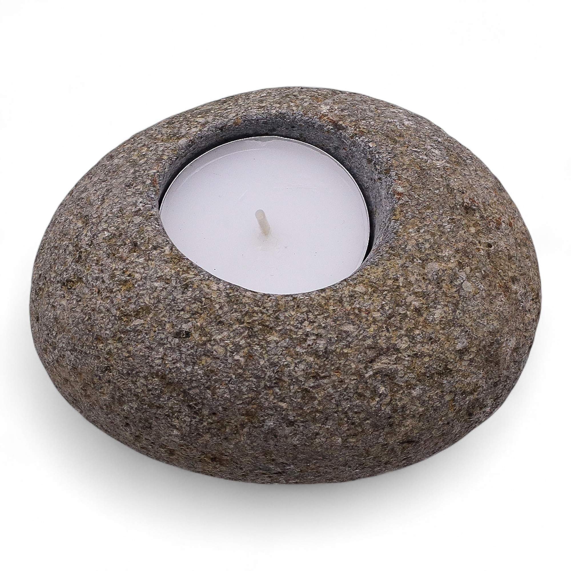 Natural Riverstone Candle Holder - Single Nightlight